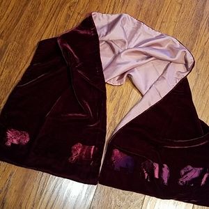 Velvet and silk scarf with elephant stamped design